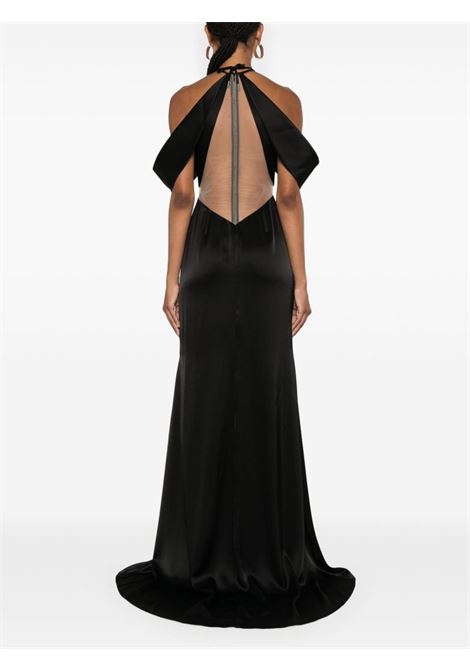 Black tulle-detail satin gown David Koma - women DAVID KOMA | PF24DK24DLABLK